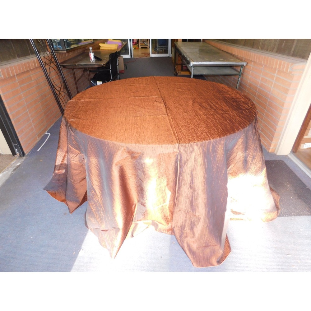 Lot of 5 120" Round Crinkle Ruched Brown Tablecloths